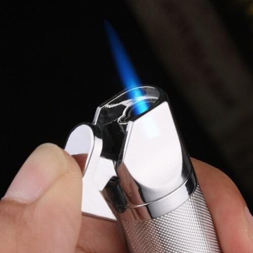 Gift For Men--Windproof Metal Blue Flame Torch Turbo Lighter Butane Gas Lighter Cigarette Accessories Cigar Accessories