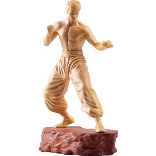Wood Carving 13cm Bruce Lee Hand-made Crafts Creative Car Decoration Home Decoration Chinese Collection