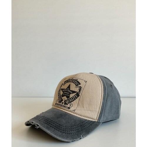 Printed Tumbled Fabric Gray Cap Hat