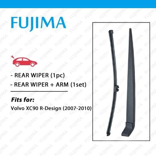 FUJIMA Rear Wiper Blade and Arm for Volvo XC90 R-Design (2007-2010) Back Window Windscreen Rear Wiper Arm