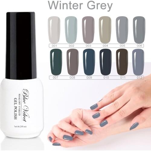 Blue Velvet 7ml Gray Series Gel Nail Polish Super Cool Pure Color Gelpolish Soak Off UV/LED Lamp Gel Varnish Nail Art Lacquer