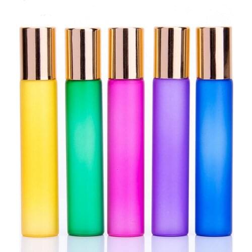 10ml Colorful Roll On Glass Essential Oil Bottle Perfume Fragrance Container With Metal Rollerball LX3656