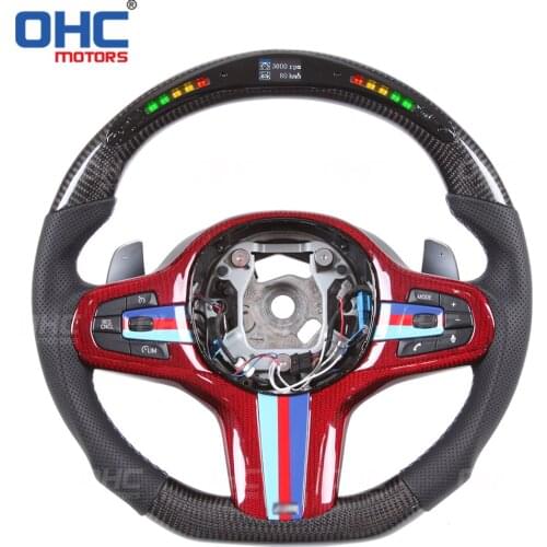 100% Real Carbon Fiber LED Performance Steering Wheel compatible for G15 G38 F40 G20 G30 G01 G11 G05 8 1 3 5 X3 7 X5 Series