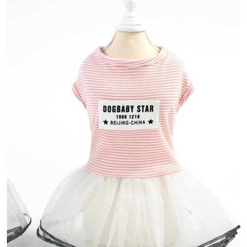 Spring Summer New Luxury Girl Dog Striped Dress Fashion Pet Dog Clothes Pet Tutu Black Pink