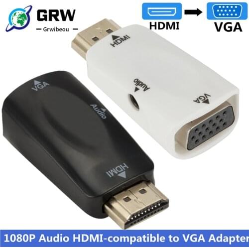 Male to Female HDMI-compatible to VGA Adapter HD 1080P Audio Cable Converter For PC Laptop TV Box Computer Display Projector