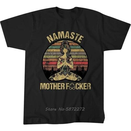 Vintage Namaste Mother Fcker Explicit Funny T-shirt T Shirt Men Tshirt Men Cotton Tees Tops Harajuku