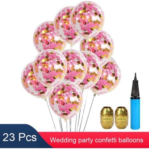 20pcs 12 Inch Confetti Balloons Decorations for Baby Shower Wedding Birthday Celebration Party With Air Pump Curling Ribbon