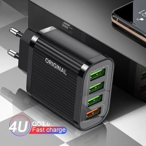 Cargador Usb QC3.0 de 4 puertos para iPhone, 12 pro max, Samsung Galaxy S10, S9, Xiaomi mi10 9, Cargador rápido de teléfono, usb