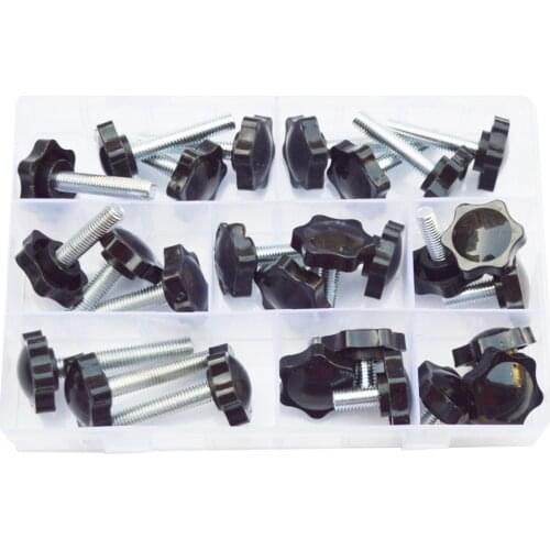Star Hex Shaped Head Clamping Machine Screw Metric Bolts Knob Plastic Carbon Steel Galvanization Hardware Assortment Kit Set M8