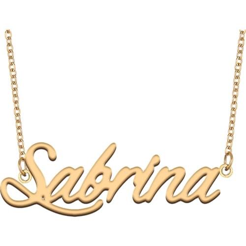 Sabrina Name Necklace for Women Stainless Steel Jewelry 18k Gold Plated Nameplate Pendant Femme Mother Girlfriend Gift