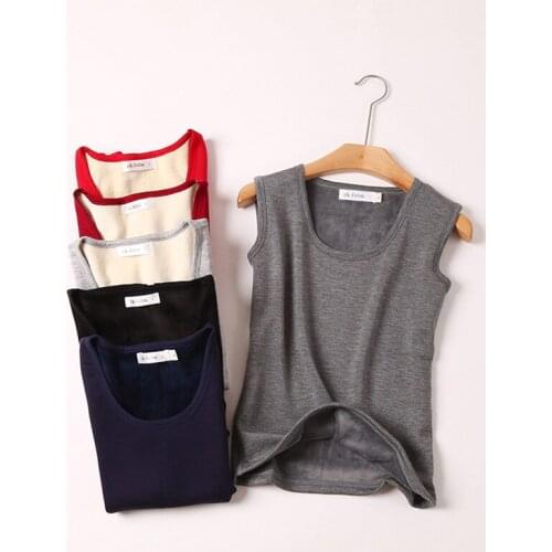 Thermal Underwear Plus Size Women Winter Warm Bottoming Vest Thickening PlusVelvet Slim Inner Tank Top Camisole Sleeveless Shirt