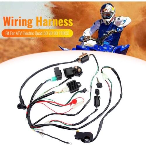 CDI Wire Harness Stator Asembly Wiring Fit For ATV Electric Quad 50 70 90 110CC With Rectifier Ignition Key Coil CDI Unit Kill