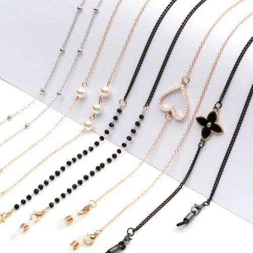 1PC Fashion Pearl Mask Chains Eyeglasses Chain For Women Retro Metal Sunglasses Lanyards Eyewear Cord Holder Neck Strap