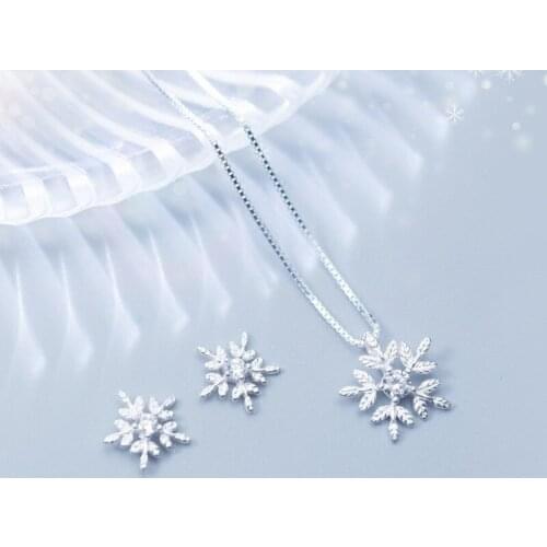 100% 925 Sterling Silver Earrings Korean Crystal Snowfake Stud Earrings For Women 2020 brincos oorbellen pendientes dz836