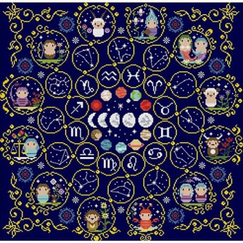 Twelve constellations patterns Counted Cross Stitch 11CT 14CT DIY Chinese Cross Stitch Kits Embroidery Needlework Sets