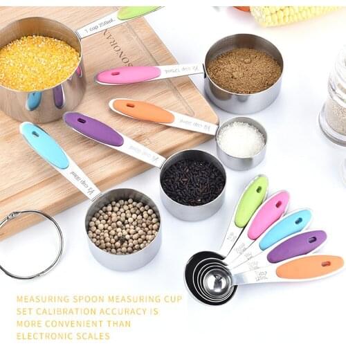 3/5/10PCS Handle Stainless Steel Measuring Cups And Spoons For Cooking And Baking Cake Tools Kitchen Gadget Sets