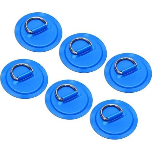 6Pcs 3.15Inch Stainless Steel D-Ring Patch for Inflatable Boat Kayak Dinghy Paddleboard Canoe Rafting Accessories