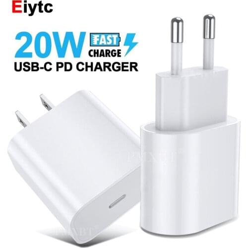 For IPhone 12 11 Adapter Fast Charging 20W EU US Plug PD Charger Quick Charge 3.0 For Samsung Huawei Portable Wall USBC Charger