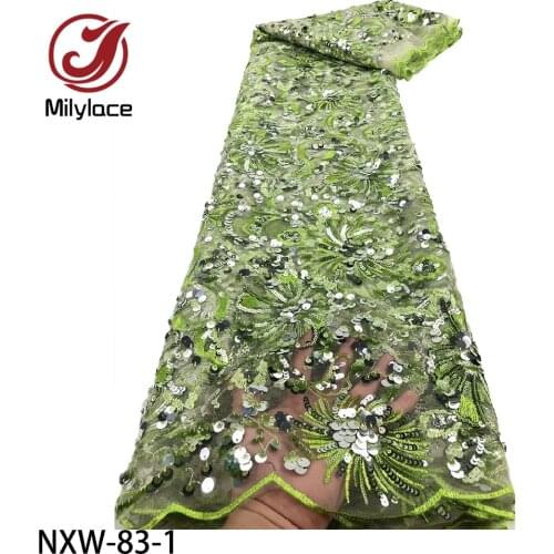 African Lace Fabric 2020 High Quality Sequins Lace Fabric 3D French Tulle Lace Fabric for Women Dress NXW-83