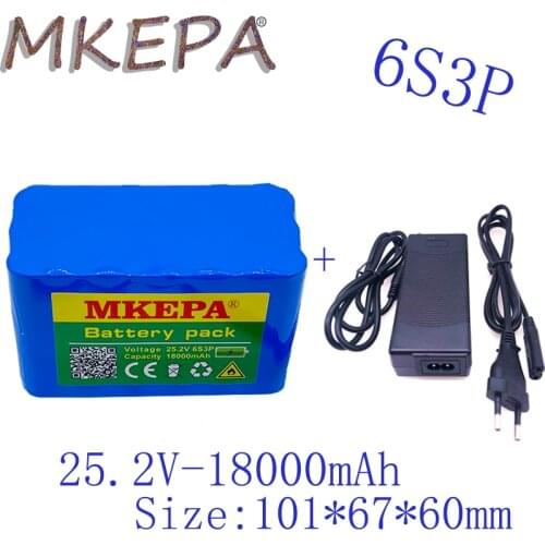6s3p 24V 18.000Ah 18650 Battery Lithium Battery 25.2v 18000mAh Electric Bicycle Moped /Electric/Li ion Battery Pack with charger