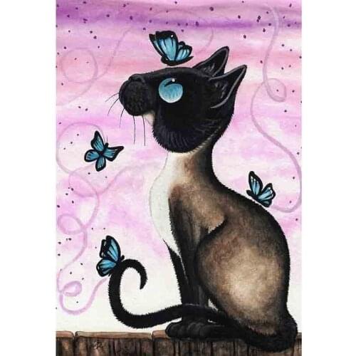 Kexinzu Full Square Round Drill 5D DIY Diamond Painting "Animal Cat" 3D Embroidery Cross Stitch Mosaic Home Decor Gift