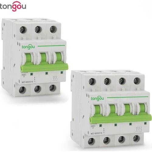 3P 4P 6A 10A 16A 20A 25A 32A 40A 50A 63A Miniature Circuit Breaker 6KA 110V/220V/400V 50/60HZ MCB TOMC7-63