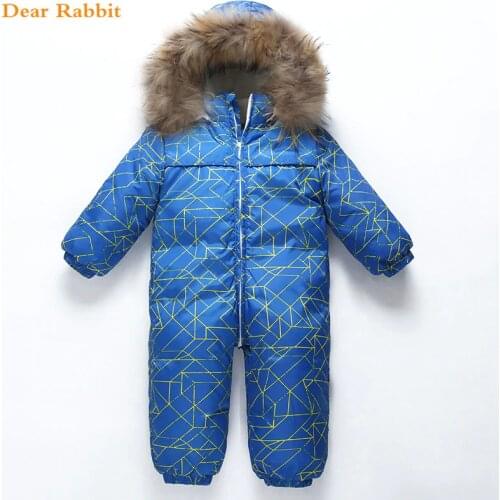 -30 degree new Baby snowsuit snow wear winter warm clothing fleece jumpsuit 90% White duck Down jacket coat for girl boy clothes
