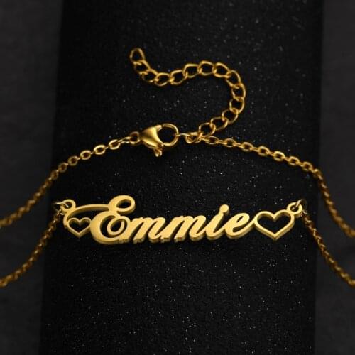 Customized Hollow Heart Name Layer Necklaces for Women Custom Personalized Stainless Steel Nameplate Pendant Jewelry Necklace