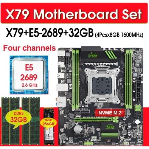 JINGSHA X79 Motherboard Set With LGA2011 Combos Xeon E5 2689 CPU 4pcs x 8GB = 32GB Memory DDR3 1600Mhz NVME 256GB M.2