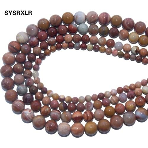 Wholesale Natural Pink Petrified Wood Stone Round Loose Beads For Jewelry Making DIY Bracelet Necklace 6 8 10 12 MM Strand 15