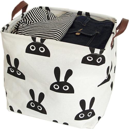 LuanQI 1Pc 33X35CM Desktop Storage Box Sundries Underwear Toy Laundry Storage Basket Black White Cartoon Office Stationery Bag