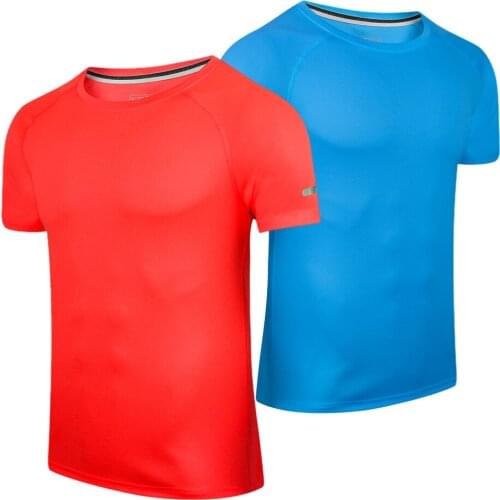 Fashion Running T-Shirts Mens Short Sleeve Fitness Gym Sports T-Shirts Single Color Running Shirts Round Neck Breathable Shirt