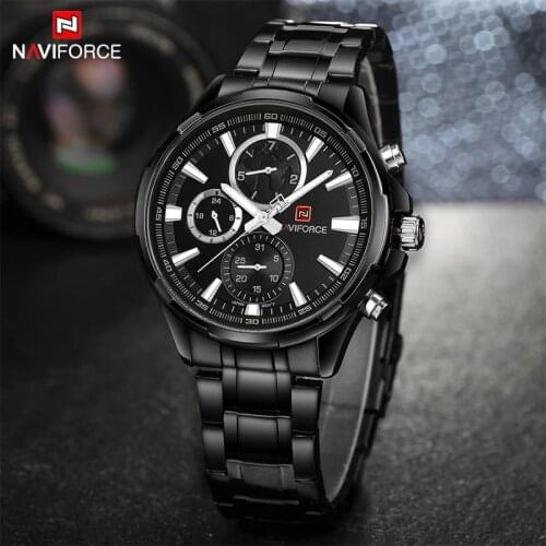 NAVIFORCE Business Men Watches Top Brand Luxury Full Steel Quartz Watch Sport Mens Wristwatches Waterproof Relogio Masculino