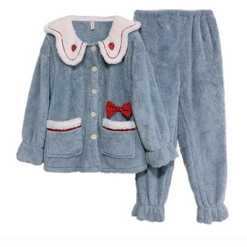 New autumn and winter maternity clothes warm lamb cashmere petal collar nursing pajamas postpartum confinement clothes