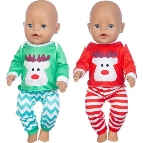2020 New Christmas pajamas Doll Clothes Fit For 18inch/43cm born baby Doll clothes reborn Doll Accessories
