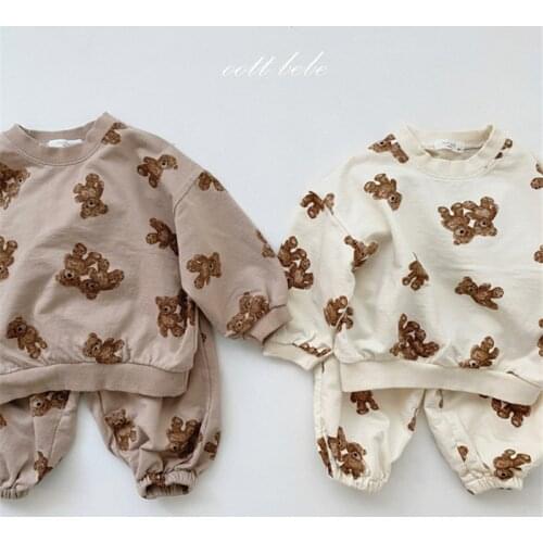 2021 Autumn New Baby Bear Clothes Set Boys Long Sleeve Sweatshirt Set Girls Casual Harem Pants Set Cotton Children Clothing Set