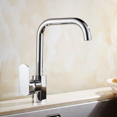 Wholesale and retail Chrome Kitchen Faucet Mixer 360 Swivel Kitchen Sink Tap Mixer With 2 pcs Flexible Hose 8074
