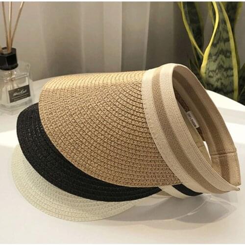 Fashion Summer Straw Bucket Women Hat Sun Protection Sunshade Air Top Beach Outdoor Leisure Sun-proof All-matching Fishing Cap