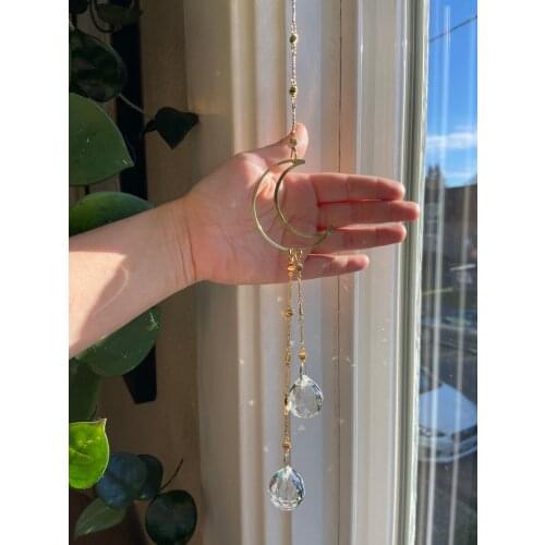 Sun Catcher Ramadan Decoration Moon Crystal Prism Crescent Celestial Gift Boho Home Decor Crystal Sun Catchers Car Charms Window
