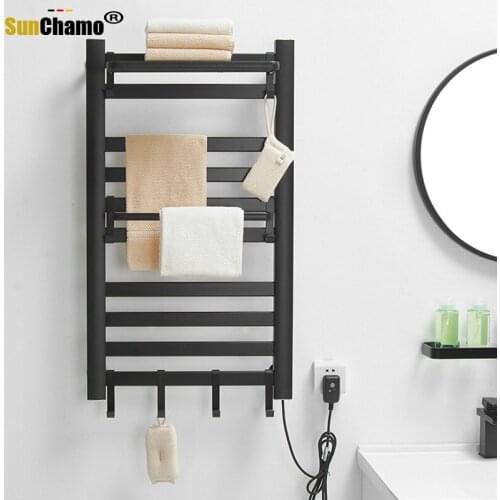 Bathroom Shelf Space Aluminum Perforation-free Intelligent Constant Temperature Electric Heating Towel Rack Bath Towel Rack