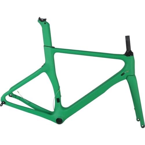 Full Carbon Fiber T800 Aero Road Disc Brake Custom Green Paint BB386 Bicycle Frame TT-X3