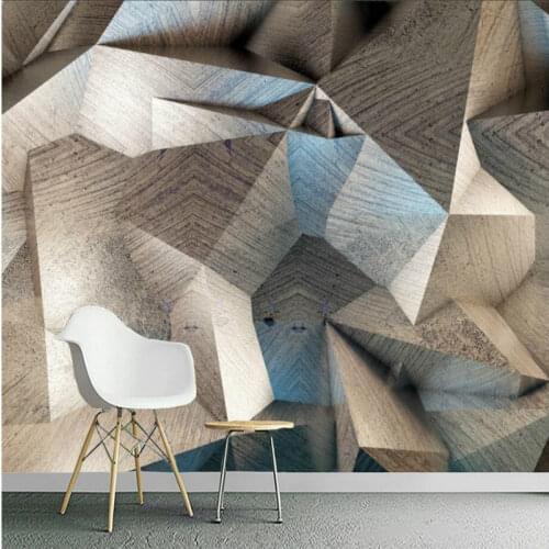 Retro Abstract 3D Stereoscopic Gray Geometric Industrial Wind Wall Mural Wallpapers for Living Room Bedroom Decor Wall Paper 3D