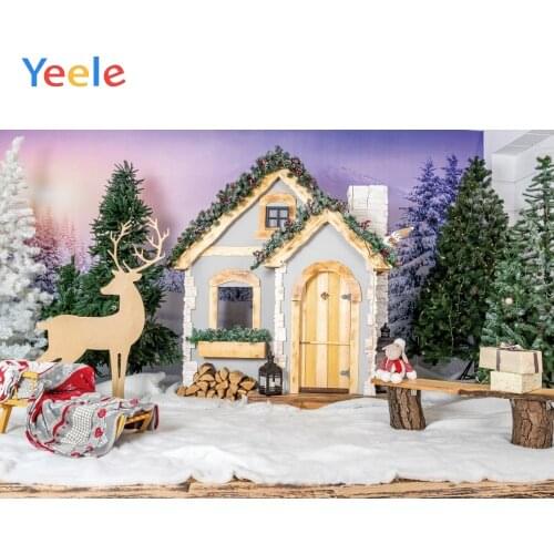 Christmas Tree Elk Wooden House Carpet Decor Baby Birthday Backdrop Photography Custom Photographic Background For Photo Studio