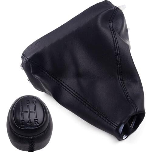 Black 5 Speed Manual Gear Stick Shift Knob & Gaiter Boot Cover Fit For SAAB 9-3 2003-2005 2006 2007 2008 2009 2010 2011 2012
