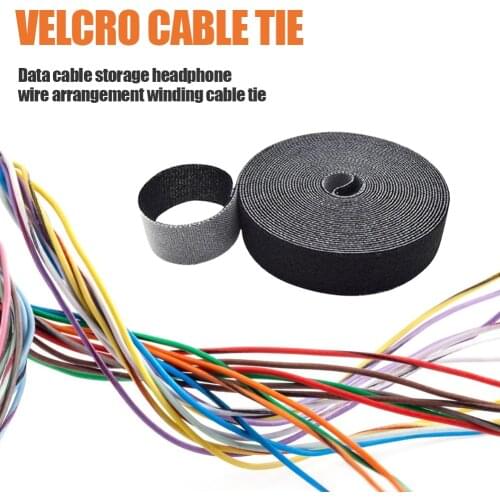 1m Self Adhesive Cable Fastener Tape Reusable Durable Tie Strap Belt Portable Line Wrap Band Wire Organizer Holder