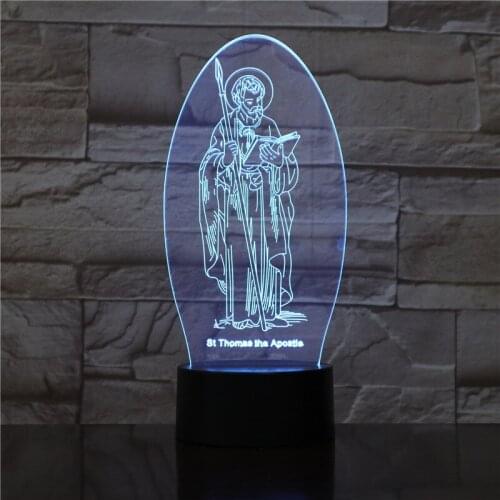 St Thomas The Apostle 3D Acrylic LED Night Lights Illusion Home Decor Optical Lamp Lighting USB Touch Luminous Novelty Gift 1791