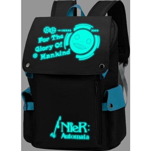 Unisex Anime Cartoon NieR 2B Travel Luminous Noctilucent Rucksack Casual Schoolbag Student Backpacks