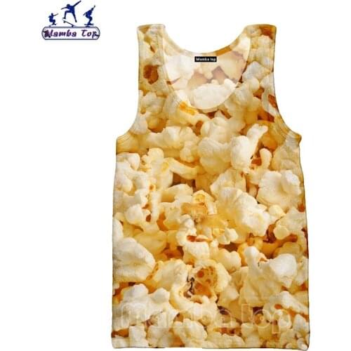Mamba top Popcorn Vest 3D Print Food Mens Tank Tops Hip Hop Sleeveless Corn Fashion Movie Women Sweatshirt Beach Men Undershirt