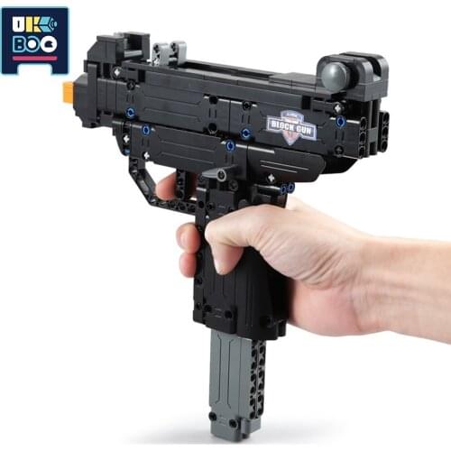 359pcs The Uzi Launchable Gun Model Miniature Submachine Building Blocks Super Armament Educational Assembled Classic Boys Toys