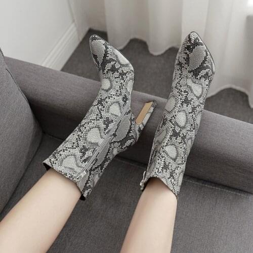 Womens shoes High heels PU Slip On Square heel 11cm Pointed Toe Womens boots